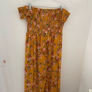 Yellow Floral Print High-Low Romper